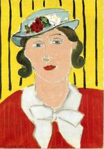 Woman in Red Flowered Hat 1935